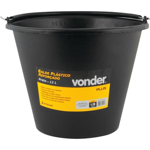 Balde plástico para concreto reforçado 12 litros VONDER PLUS-VONDER-3315012100