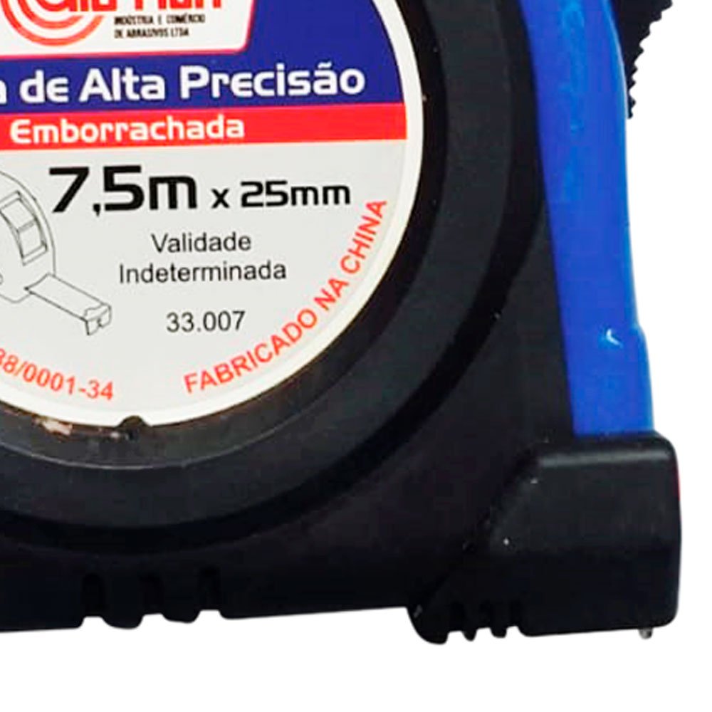 Trena Emborrachada com Fita de Aço 7,5m x 25mm - Imagem