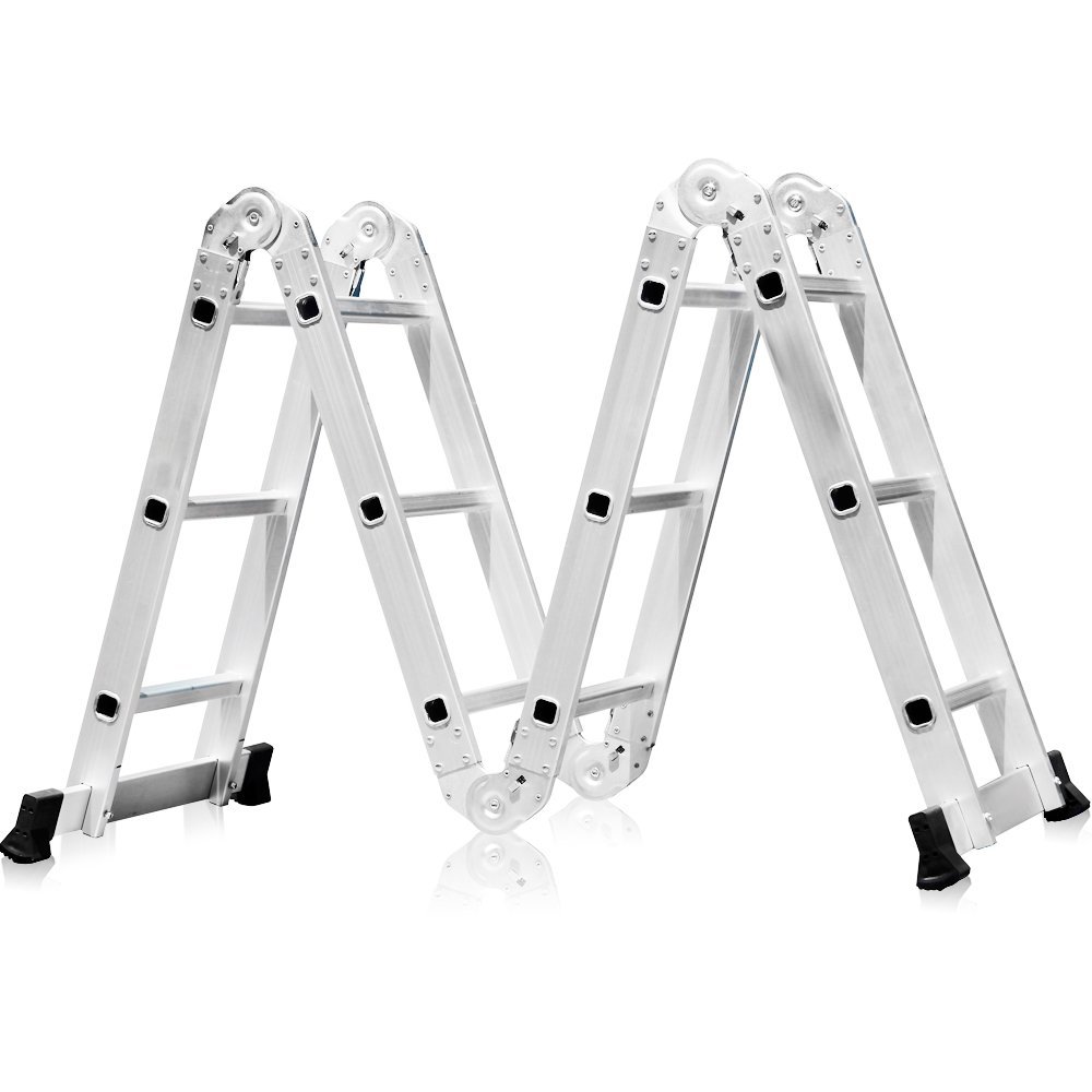 Escada Multifuncional 4x3 em Alumínio 12 Degraus com Pequena Avaria-FORTG-FG8430-CPA
