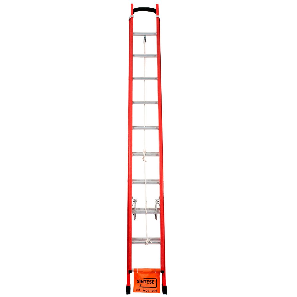 Escada Extensível em Alumínio/Fibra com 19 Degraus Vazados - Imagem zoom