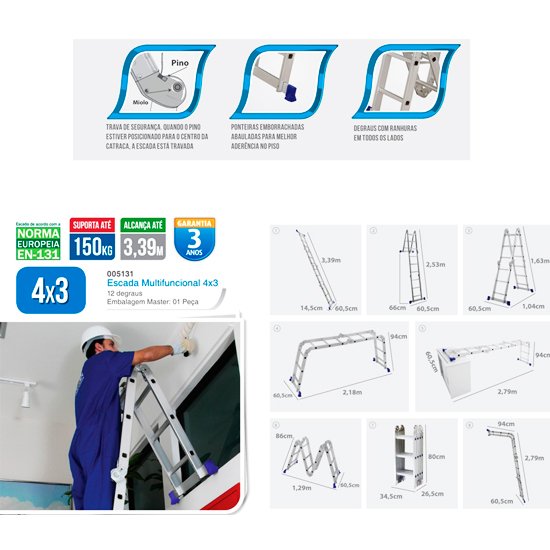 Escada Telescópica 3,80 Metros - Loja Amster
