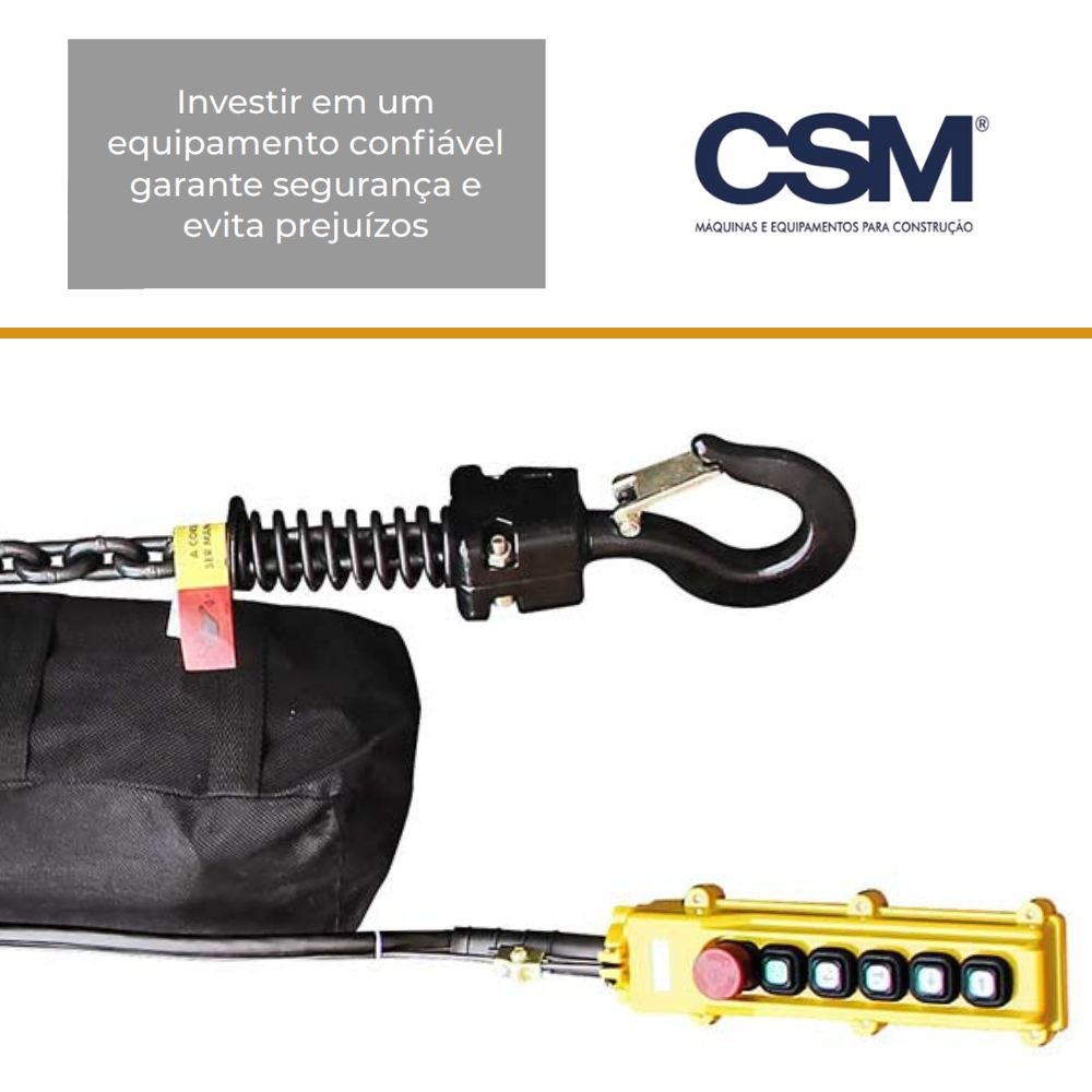 Talha Elétrica de Corrente MVC 2 T 2 Toneladas 6 Metros Trifásico 220V CSM-75001498 - Imagem