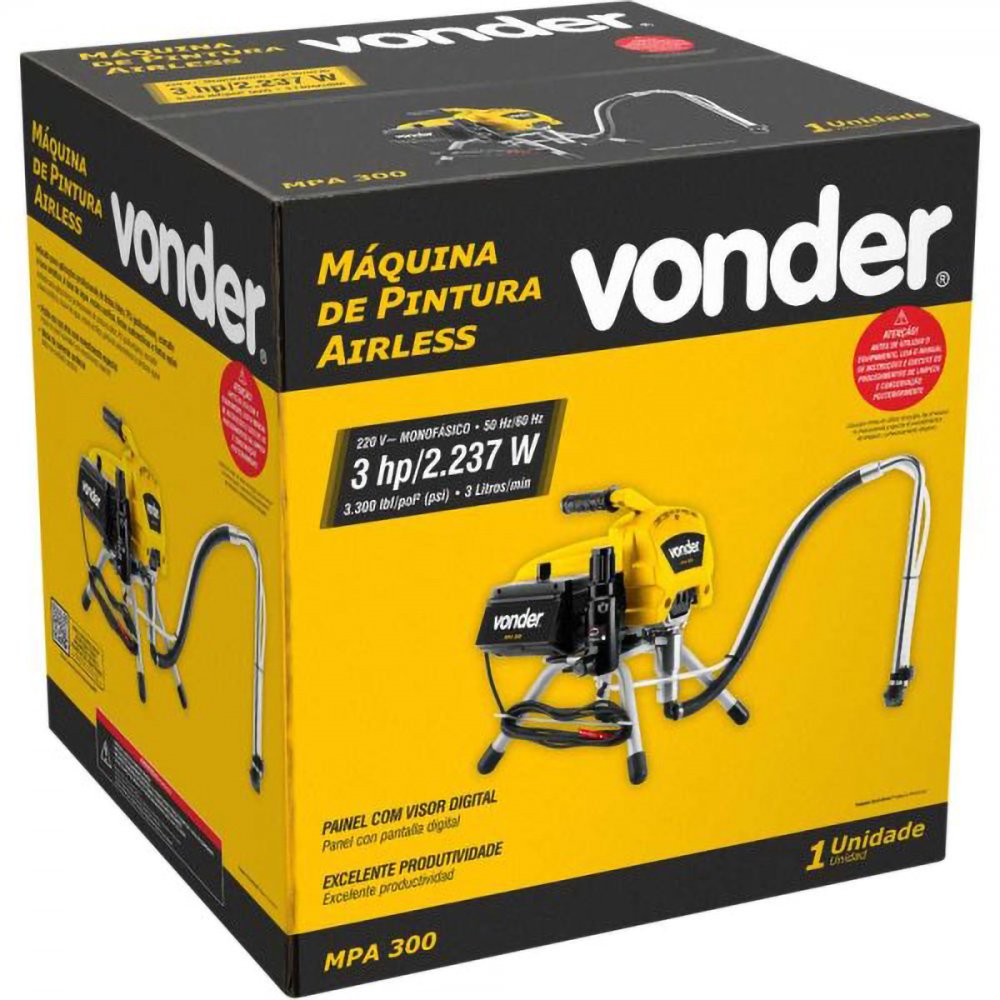 Máquina de pintura airless 900 watts 3.000 psi - MPA 120 220V - Vonder