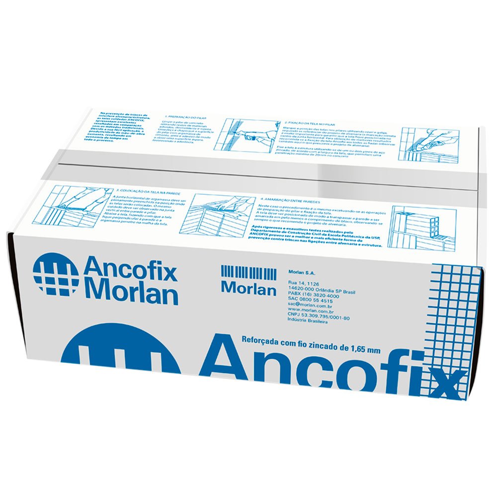 Tela Soldada Ancofix 50 x 10,50 cm para Prevenção de Fissuras com 100 Peças-MORLAN-822