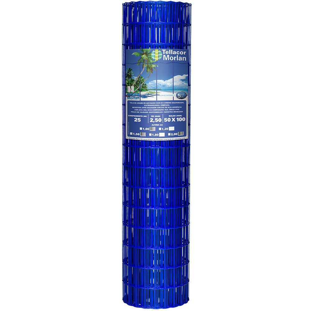 Tela de Arame Tellacor 2,00 x 25 Metros Fio 2,5mm Azul - Imagem zoom