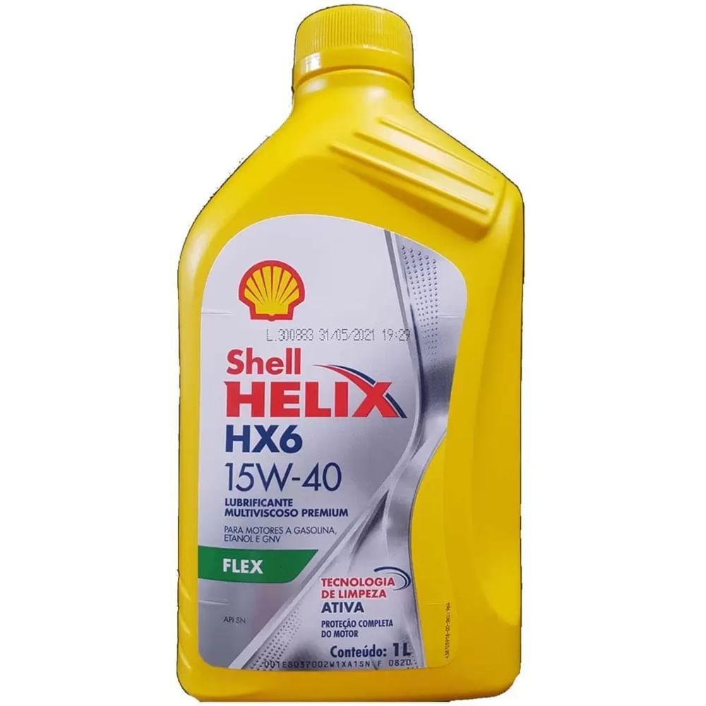 Óleo Lubrificante do Motor Shell Helix HX6 Flex 15W40 Semissintético API SN 1L - Imagem zoom