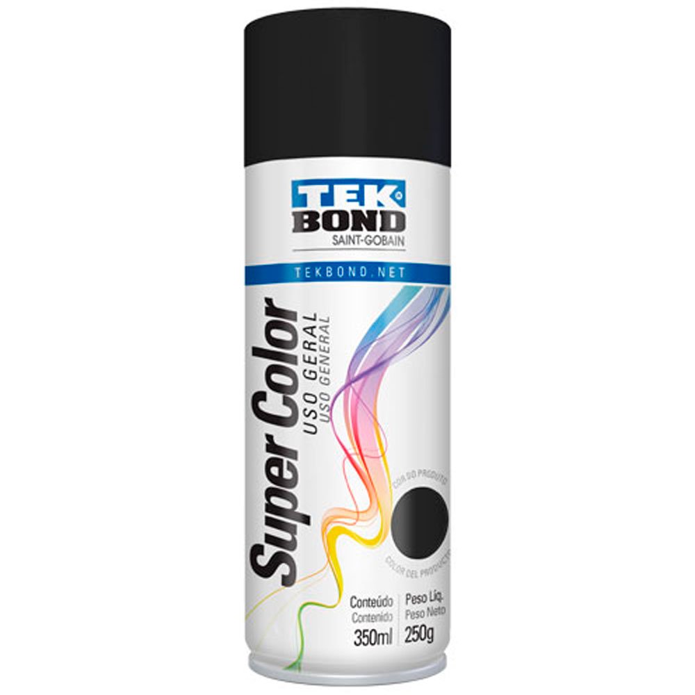 Tinta Spray Super Color Preto Fosco Uso Geral 350ml-TEKBOND-23001006900