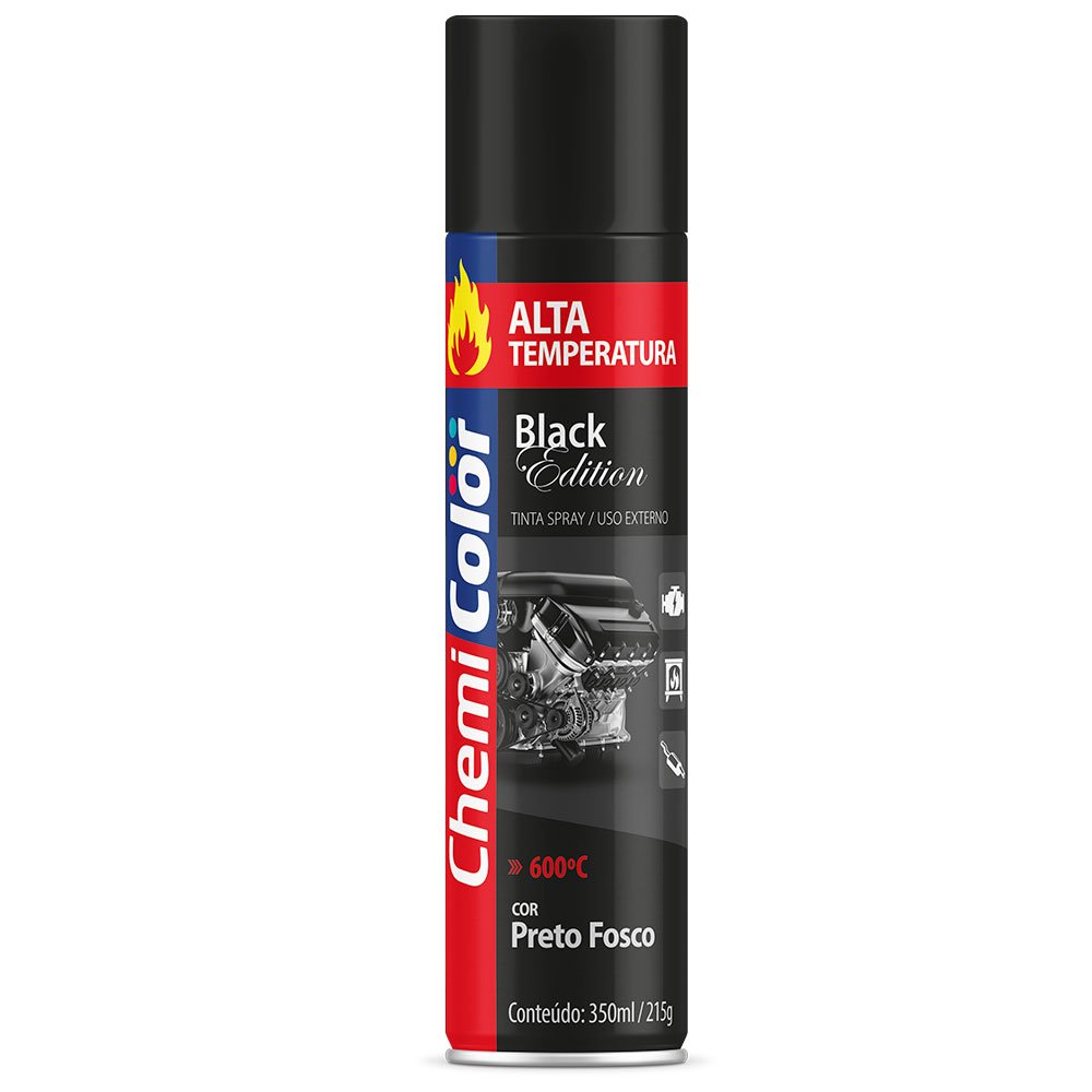 Tinta Spray Alta Temperatura Edition 350ml Preto Fosco-CHEMICOLOR-680098