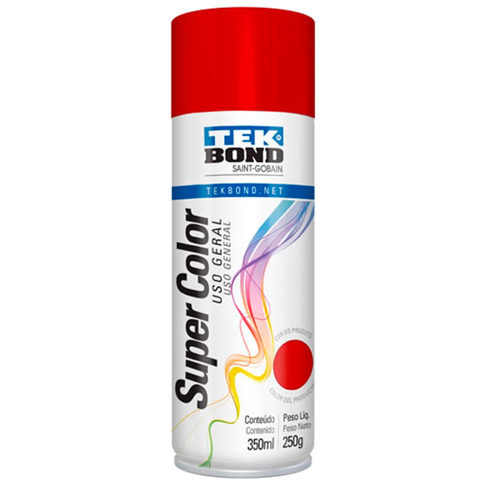 Tinta Spray Super Color Vermelho Uso Geral com 350ml / 250g-TEKBOND-23041006900
