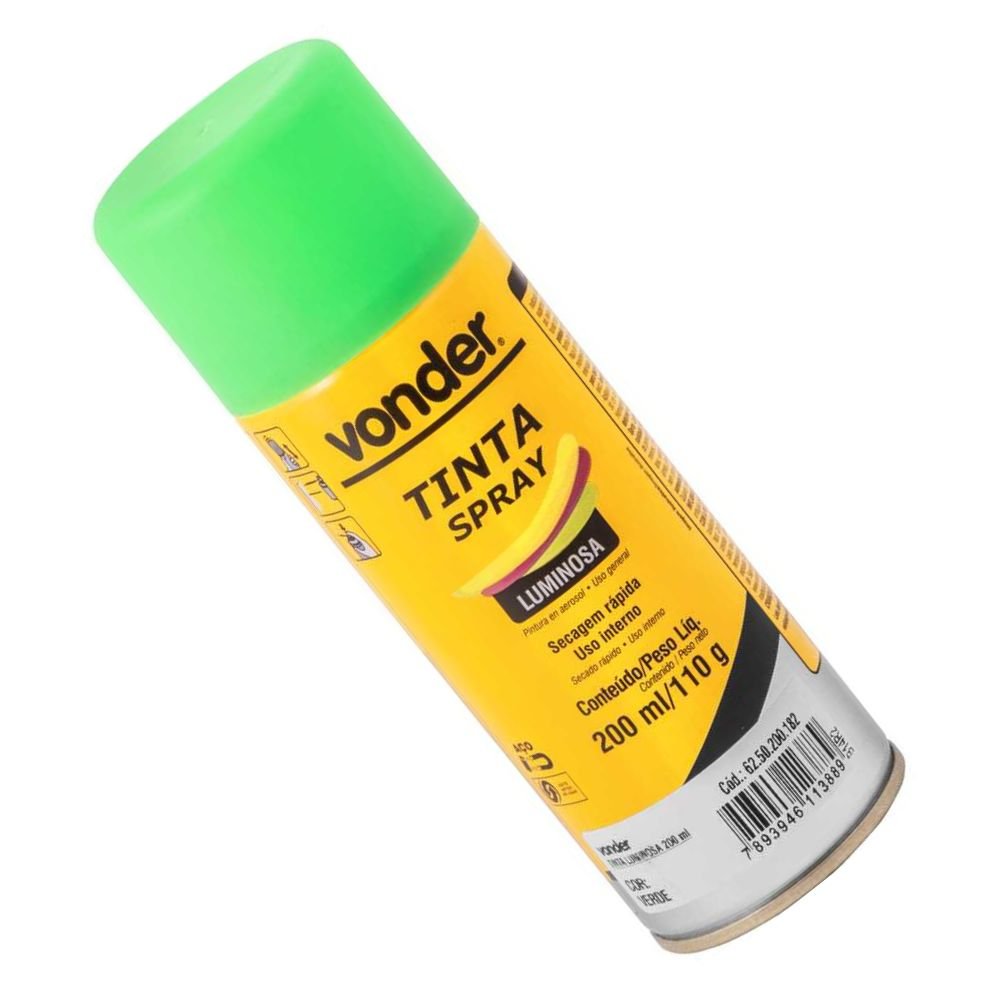 Tinta Em Spray Luminosa Verde Com 200 ml