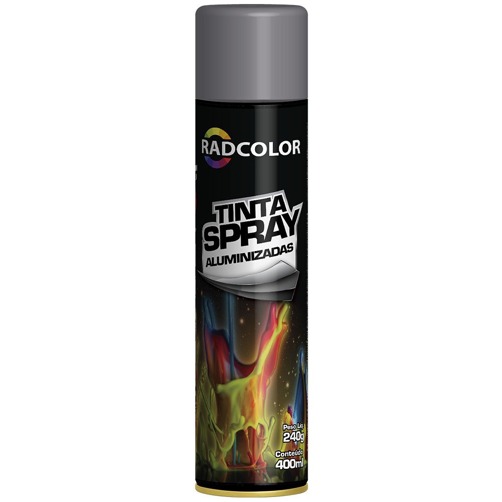Tinta Spray Acrílica Aluminizada Alumínio Roda 400ml/ 240g-RADCOLOR-RC2120-01
