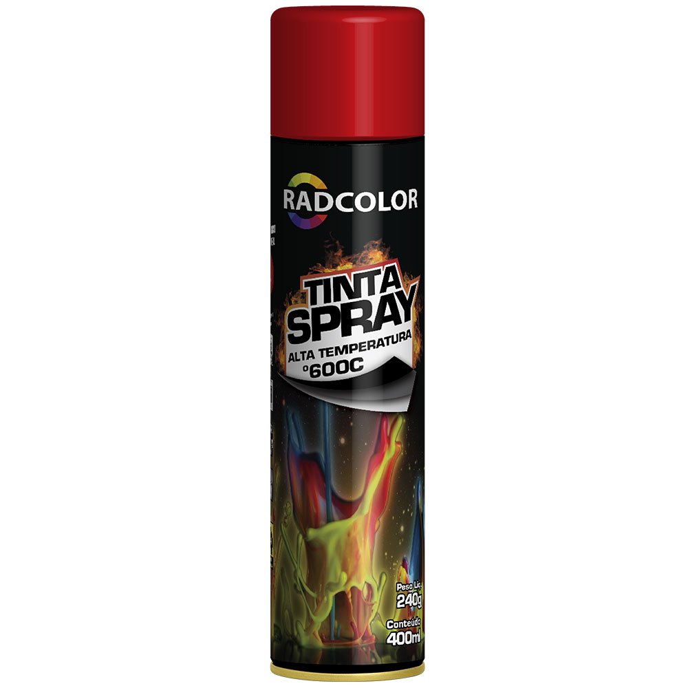 Tinta Spray Alta Temperatura Vermelho 400ml/ 240g-RADCOLOR-RC2145-01