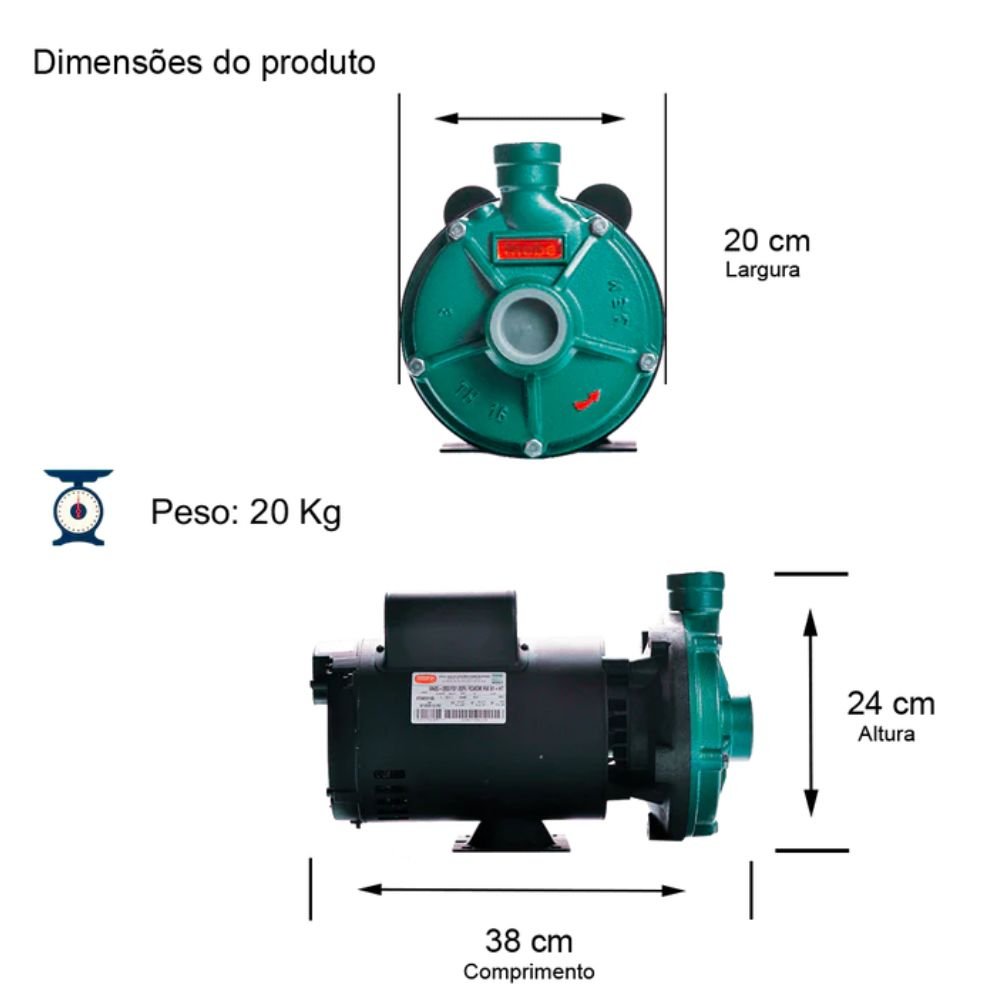Motobomba Centrífuga Monoestágio TH-16 IP23 3CV Monofásico Bivolt 127/220V EBARA-125.01.525078 - Imagem