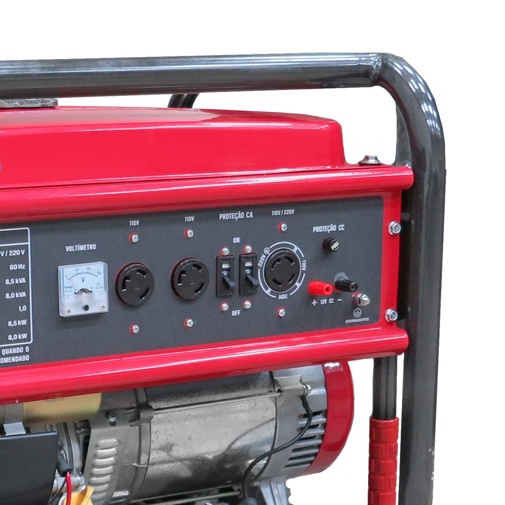 Gerador de Energia à Gasolina 6,5 kVA 15HP 110/220V com Partida Manual . - Imagem