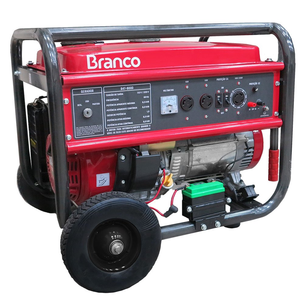 Gerador de Energia à Gasolina 6,5 kVA 15HP 110/220V com Partida Elétrica-BRANCO-90314235