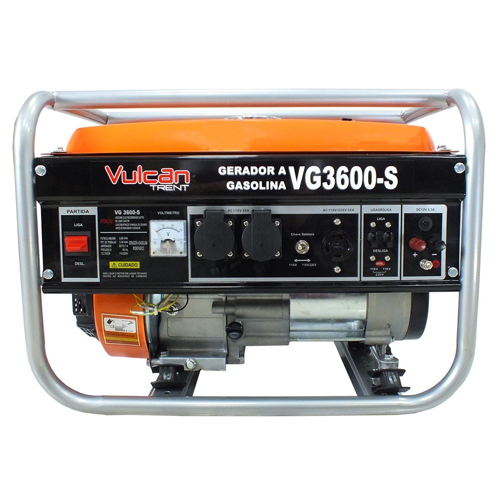 Gerador de Energia à Gasolina 4T Partida Manual 208CC Monofásico Bivolt VG3600S-VULCAN-81026