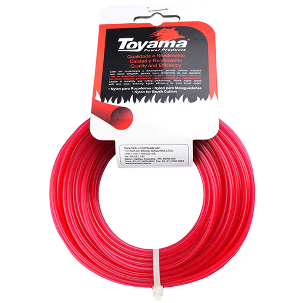 Fio de Nylon Vermelho Redondo 3mm x 10m para Roçadeira-TOYAMA-TTL3010R-N