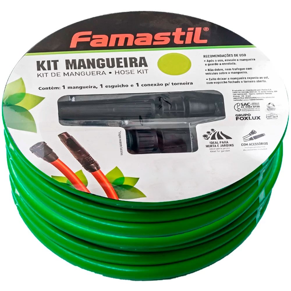 Mangueira Lisa Verde 7/16Pol. x 1,5mm 20M com Acessórios-FOXLUX-F9049