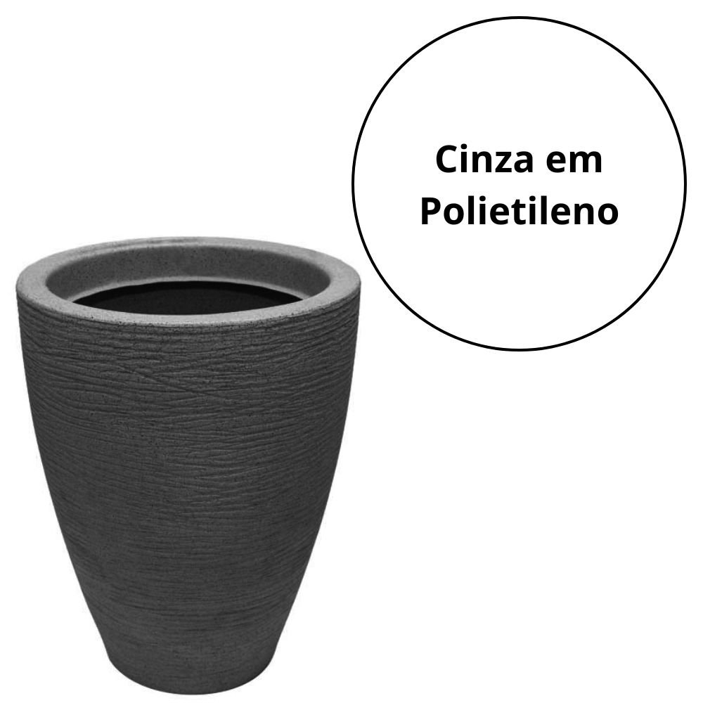 Vaso Cônico Tijolinho 47 Cinza 35x47cm em Polietileno - Imagem