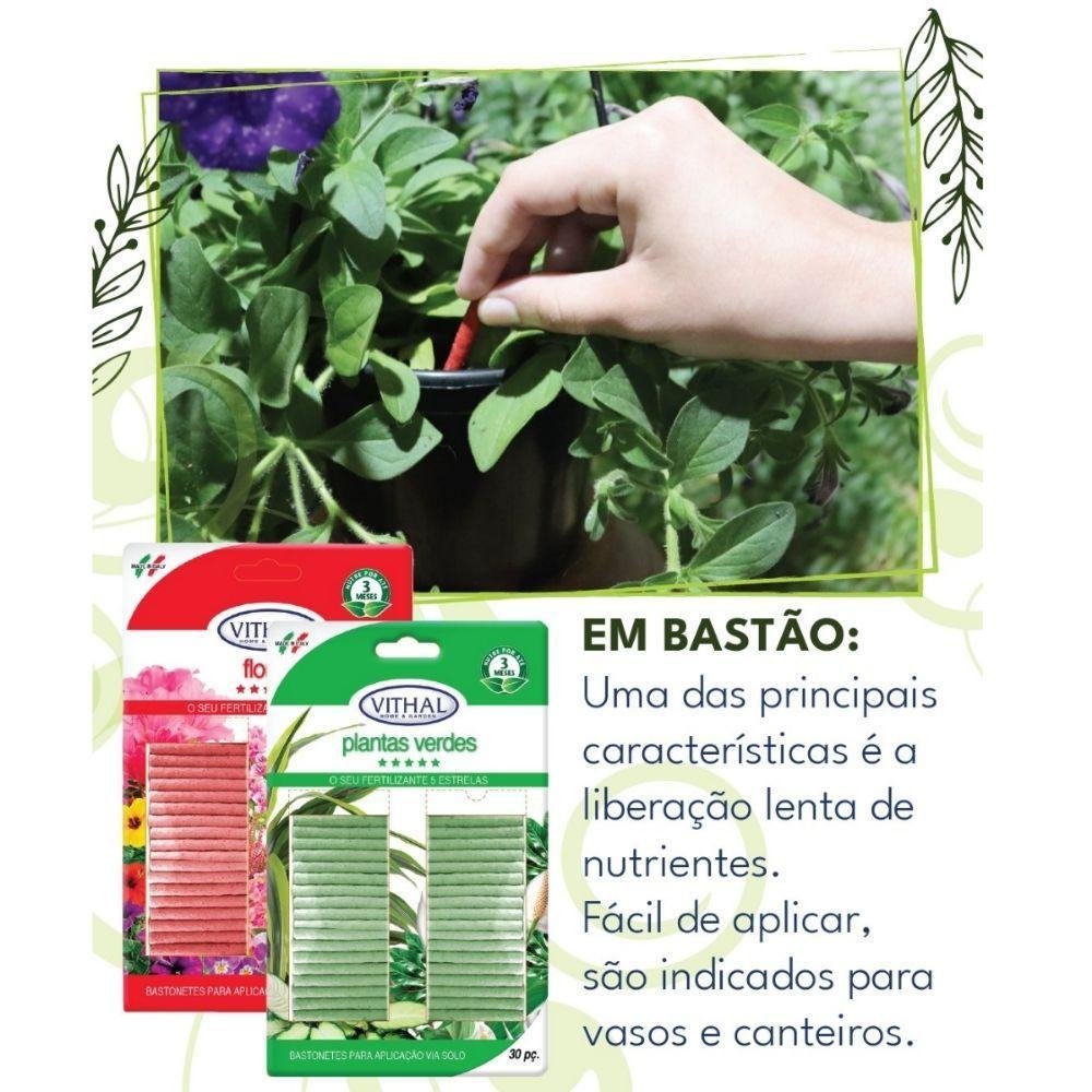 Fertilizante Para Plantas Verdes E Flores Bastonetes Vithal - Imagem zoom