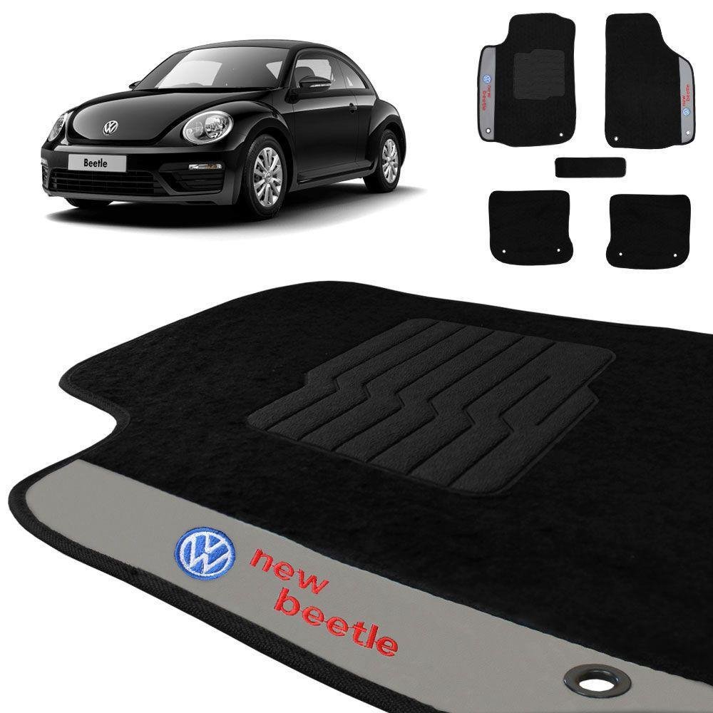 Jogo De Tapete Carpete New Beetle 1999 a 2010 Preto Bordado - Imagem zoom