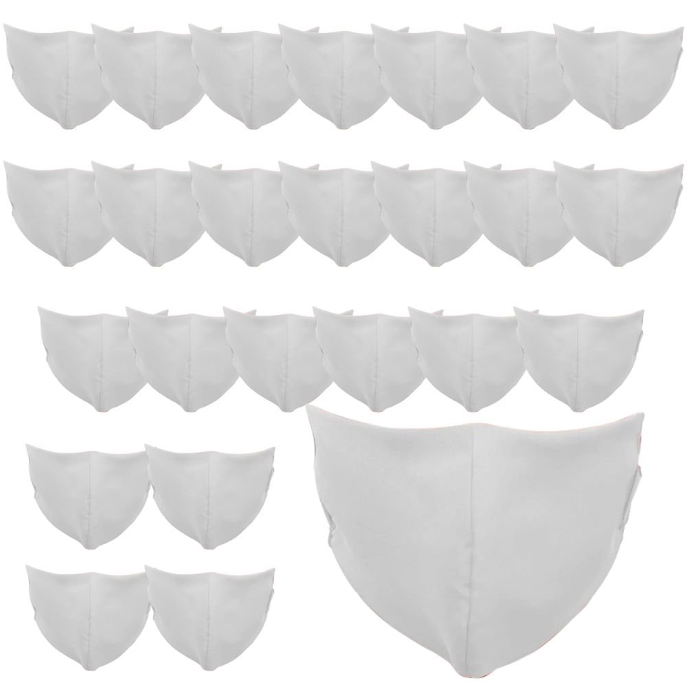 25 Máscaras Respiratória Reutilizável em Tecido Duplo Branco - Imagem zoom