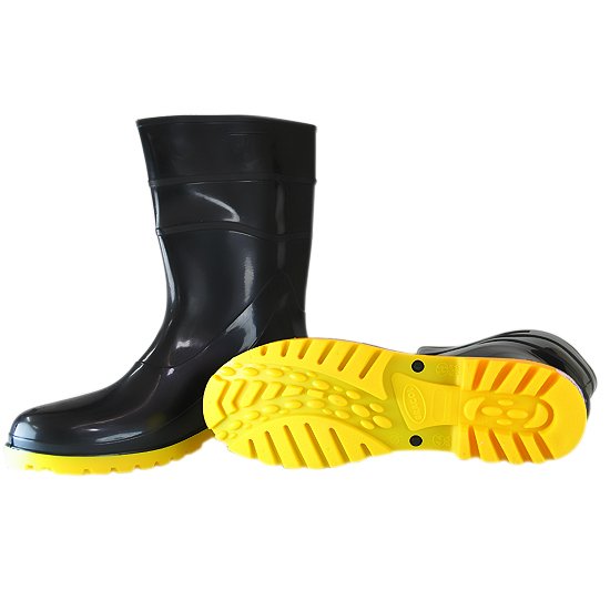 Bota Impermeável PVC Acqua Flex Cano Curto Preto com Solado Amarelo N° 39 - Imagem