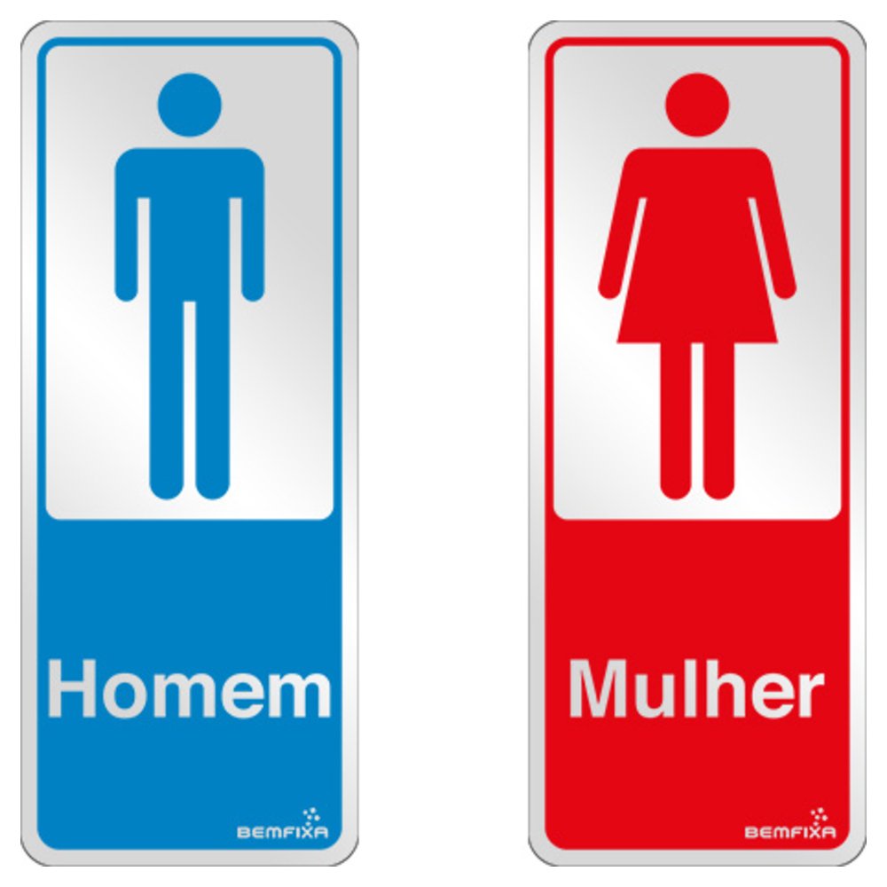 Placas de Sinalização Masculino e Feminino para Banheiro 6 x 15 cm	 - Imagem zoom