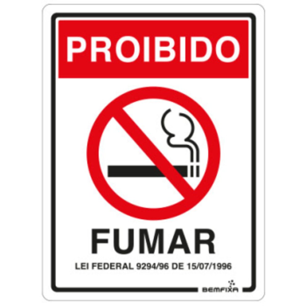 Placa Sinalizadora Proibido Fumar 15 x 20 cm - Imagem zoom