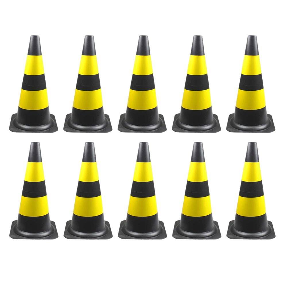 10 Cones Sinalizador 50cm Preto e Amarelo  - Imagem zoom