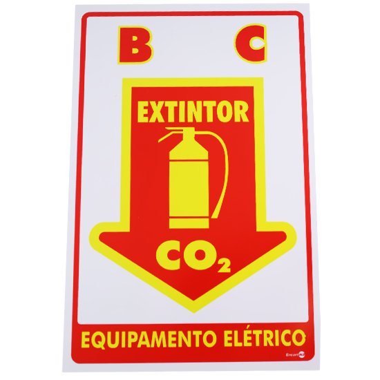 Placa Sinalizadora Extintor C.O.2 Equipamento Elétrico - Imagem zoom