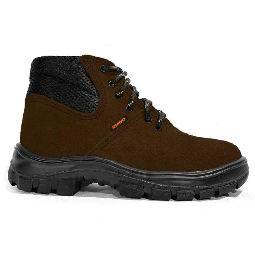 Bota/Botina de Segurança amarrar Nobuck com bico pvc cafe Tam. 40 - 007073 - Rhino - Imagem zoom