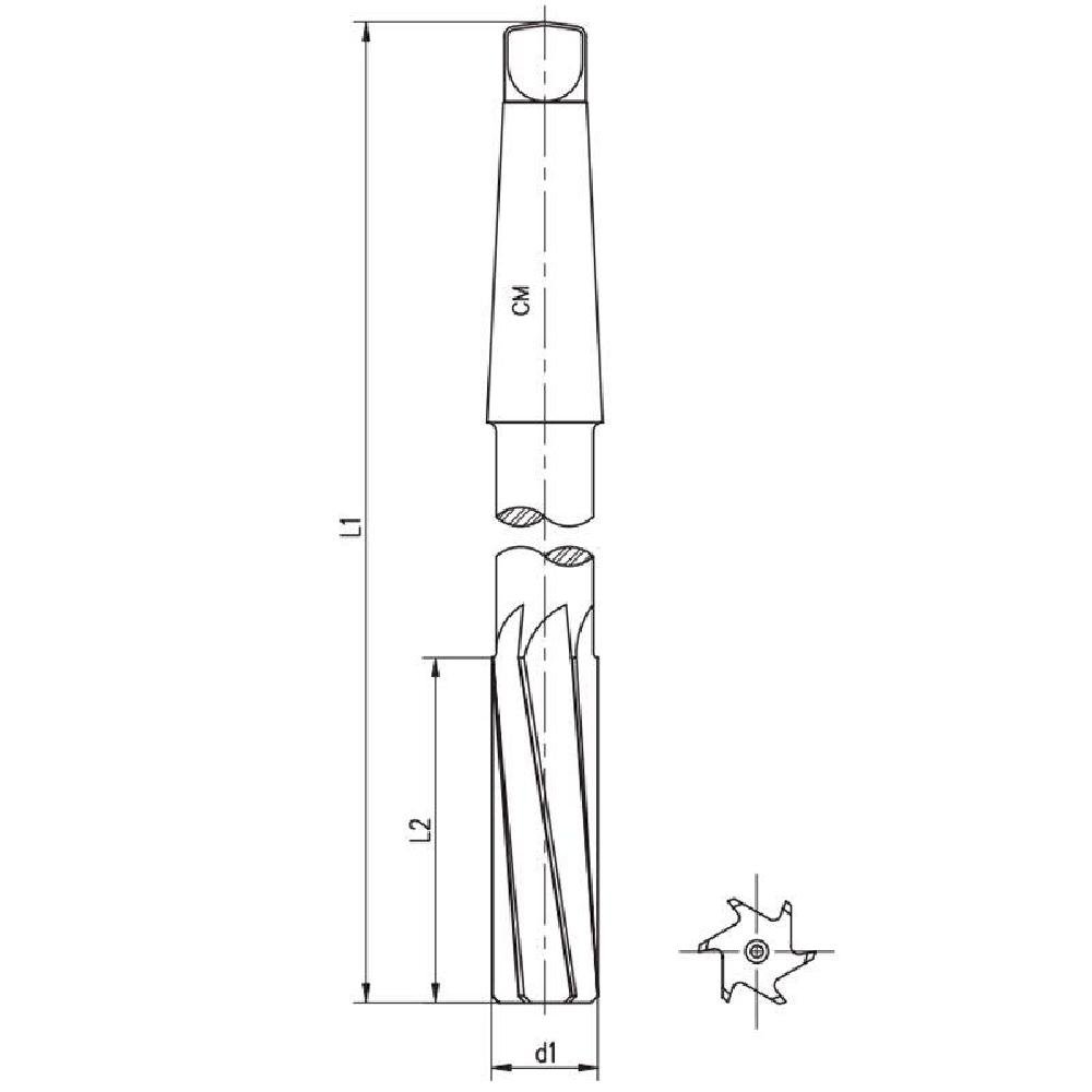 Alargador Máquina - 50mm - Cone Morse Dente Helicoidal Corte à Direita - Imagem