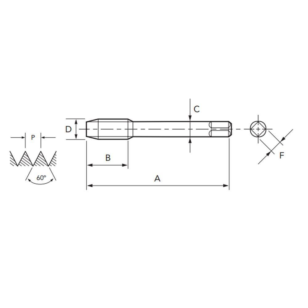 Macho Para Máquina HSSE M6,0 X 1,0 POT 260/1 - DIN 376 - OSG - Imagem