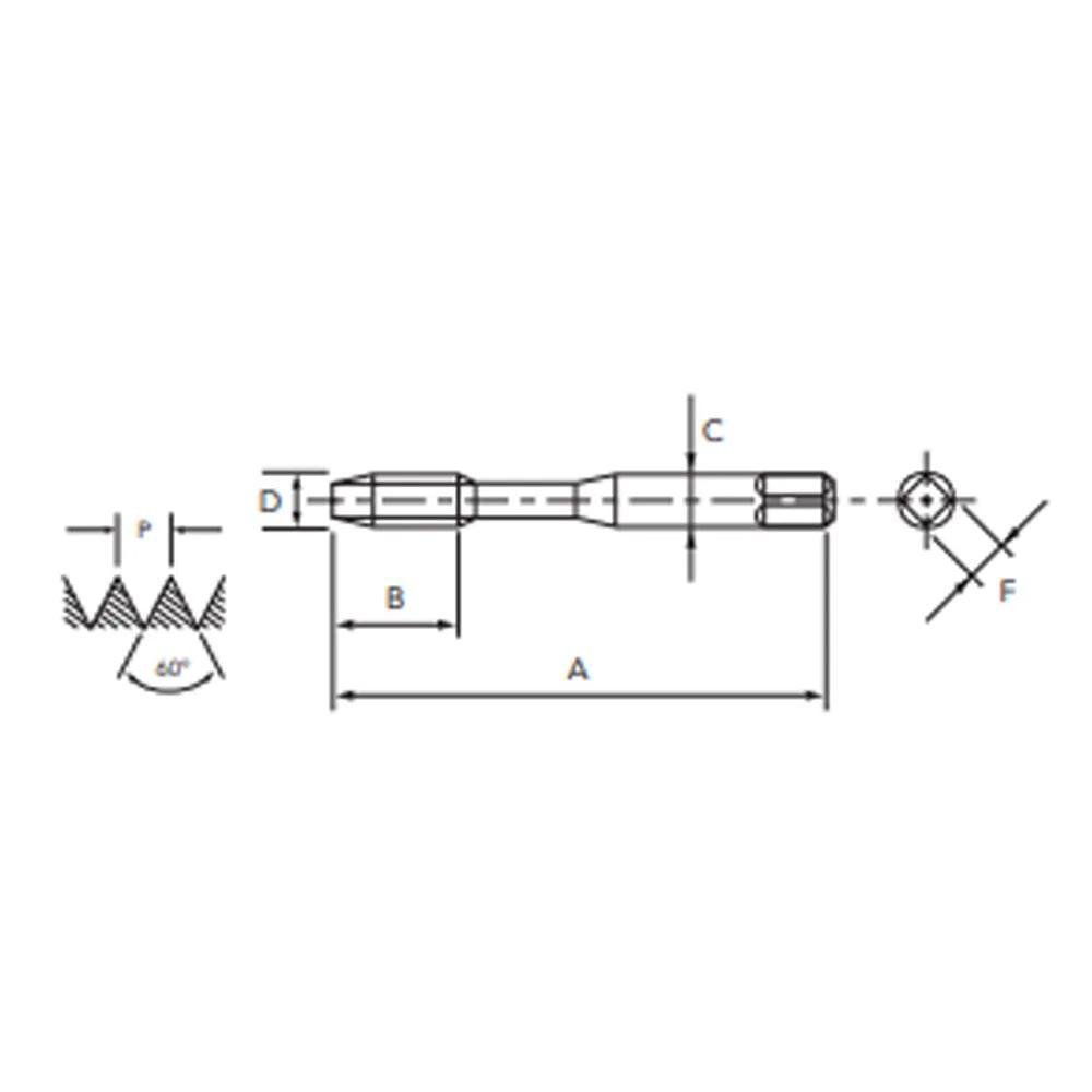 Macho Para Máquina HSSE M6,0 X 1,0  POT 250/1 - DIN 371 TIN - OSG - Imagem