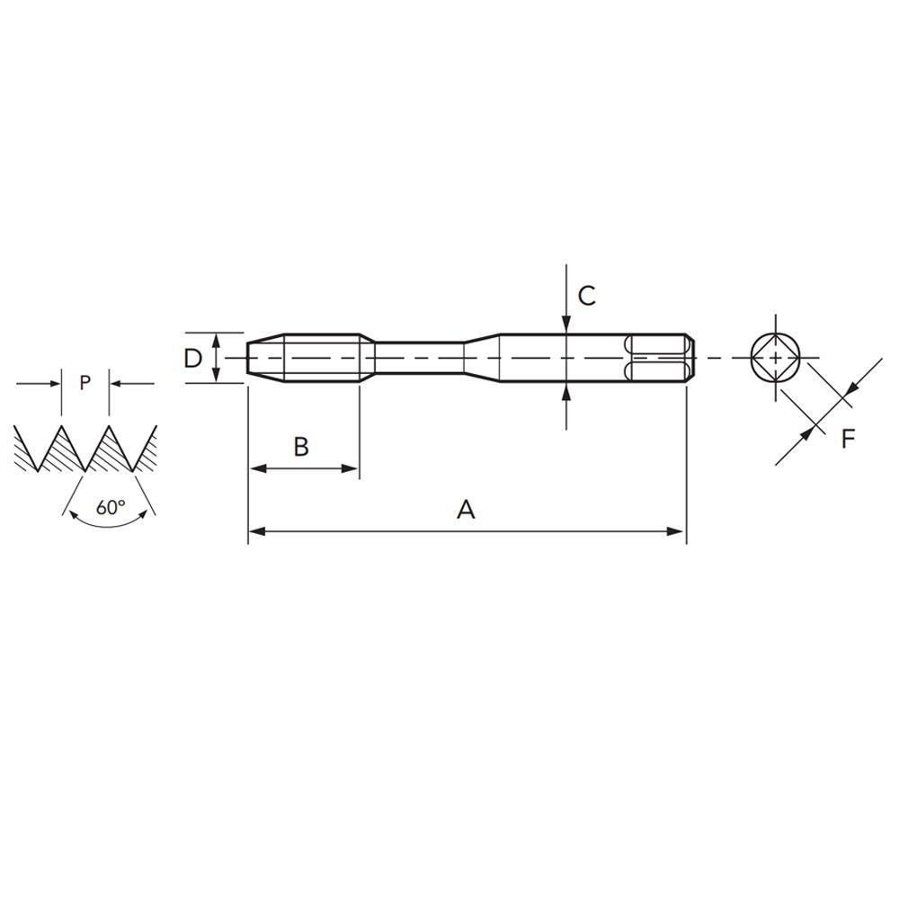 Macho Para Máquina HSSE M5,0 X 0,8 SFT 250/2 - DIN 371 - OSG - Imagem