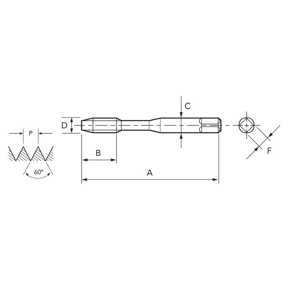 Macho Para Máquina HSSE UNF N5 (1/8) X 44 SFT 281/2 - DIN 2182 - OSG - Imagem