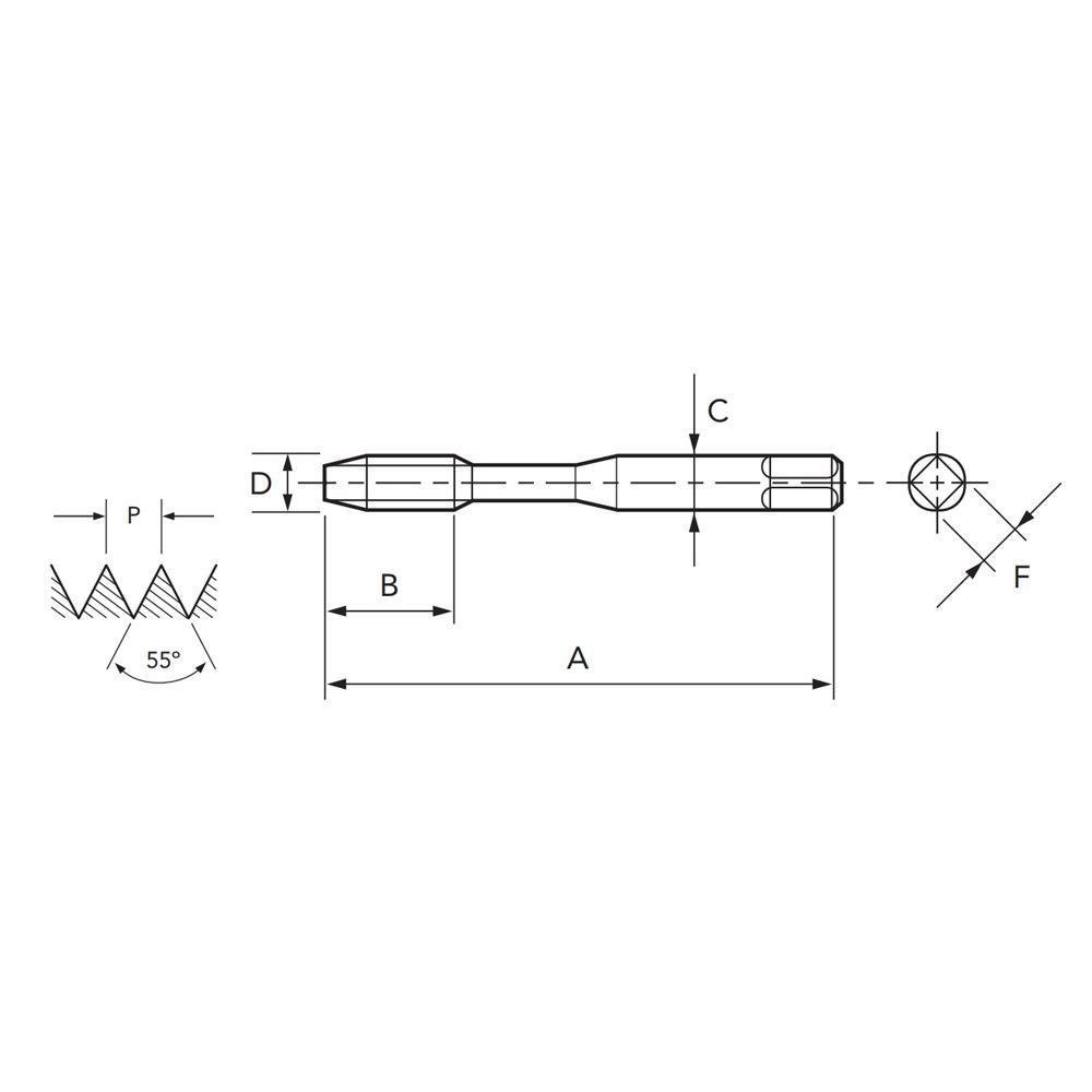 Macho Para Máquina HSSE BSW 1/4 X 20 SFT 290/2 - DIN 2182 - OSG-613702 - Imagem