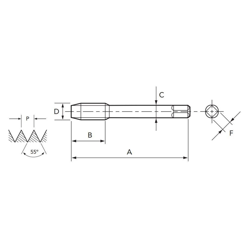 Macho Para Máquina HSSE BSW 1/2 X 12 SFT 295/2 - DIN 2183 TIN - OSG - Imagem