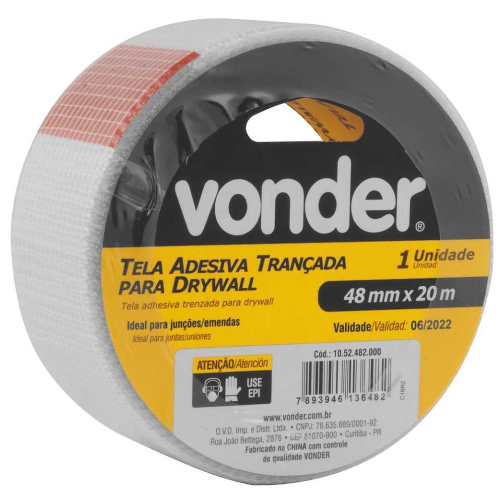 Tela Adesiva Trançada Para Drywall 48 mm X 20 M - Imagem