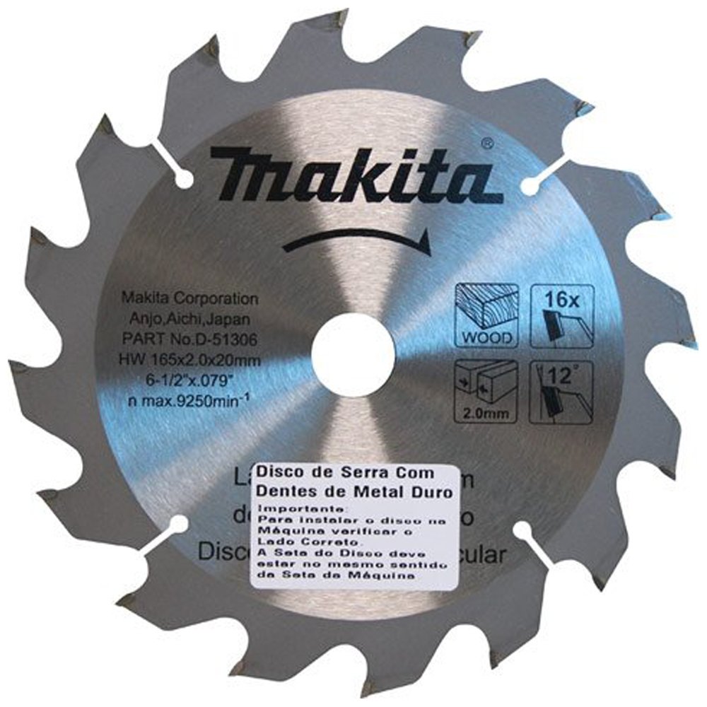 Disco de Serra Circular 165 x 20mm com 16 Dentes para Madeira-MAKITA-D-51306