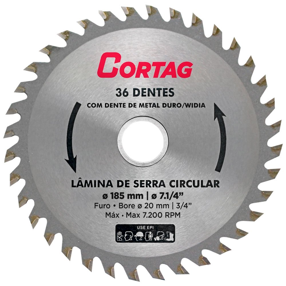 Lâmina de Serra Circular 185mm 36 Dentes-CORTAG-61448