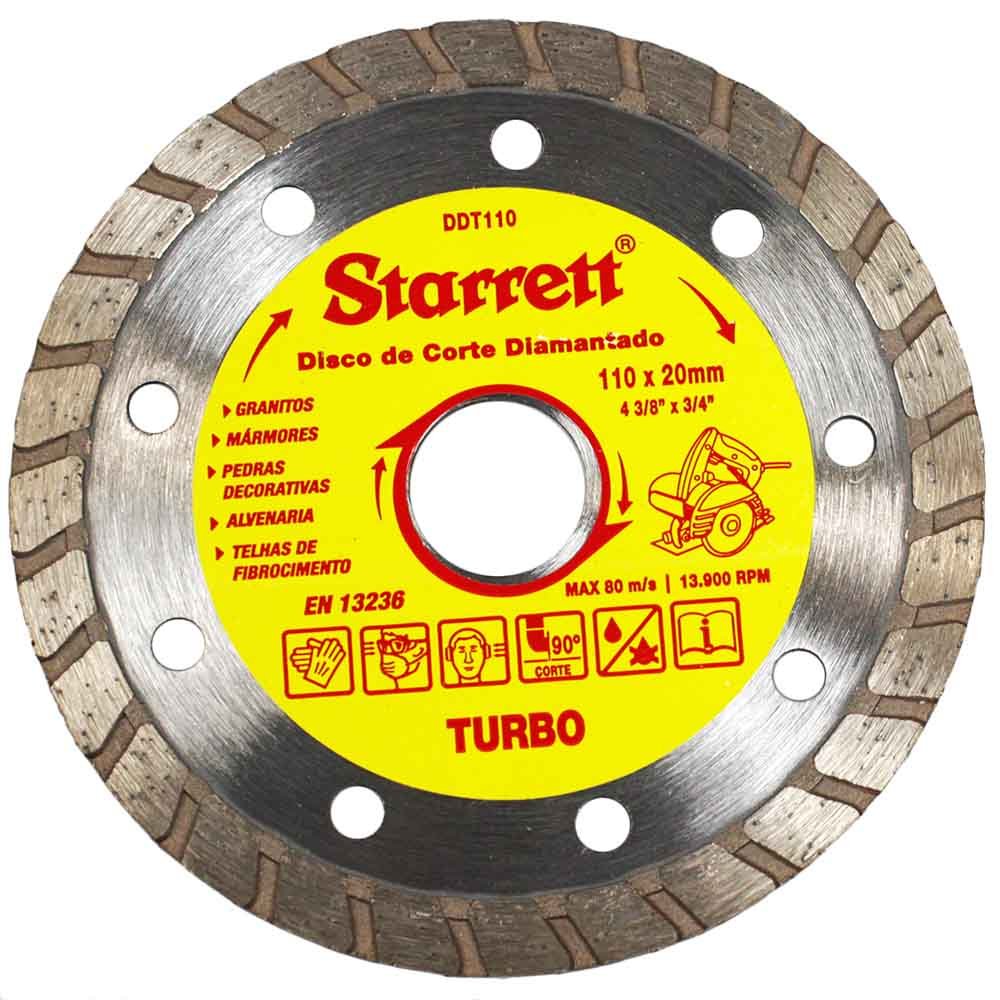 Disco de Corte Diamantado Turbo de 110 x 20mm-STARRETT-DDT110