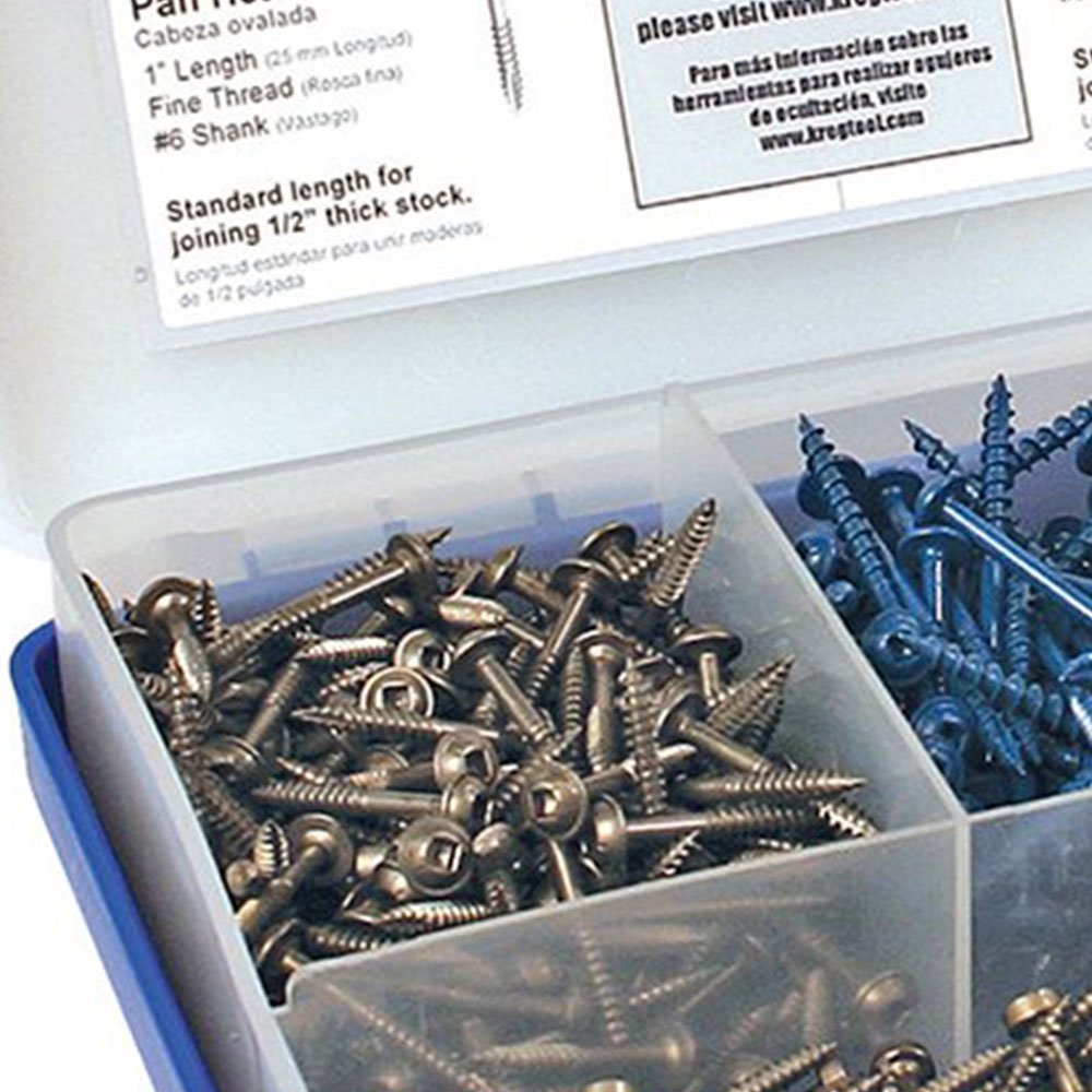 Kit de Parafusos Pocket-Hole Mais Usados com 675 Unidades e Estojo Plástico - Imagem zoom