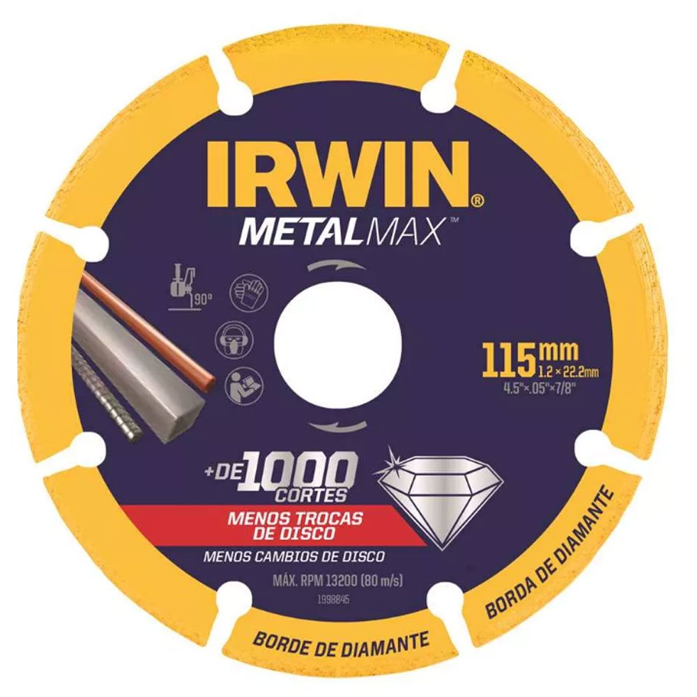 Disco de Corte Diamantado 4.1/2 x 7/8 Pol. MetalMax -IRWIN-1998845