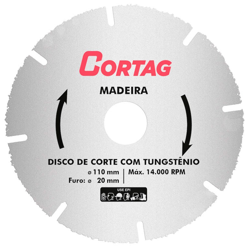 Disco de Corte Tungstênio 110mm para Madeira-CORTAG-61346