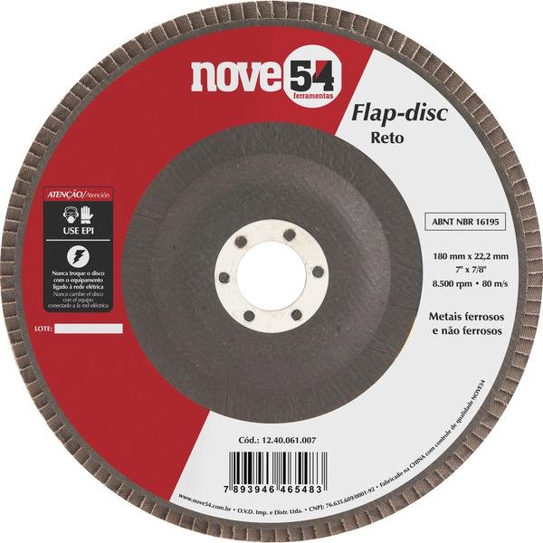Disco de desbaste/acabamento flap-disc reto 7 Pol. grão 50 costado de fibra NOVE54-NOVE54-1240051007