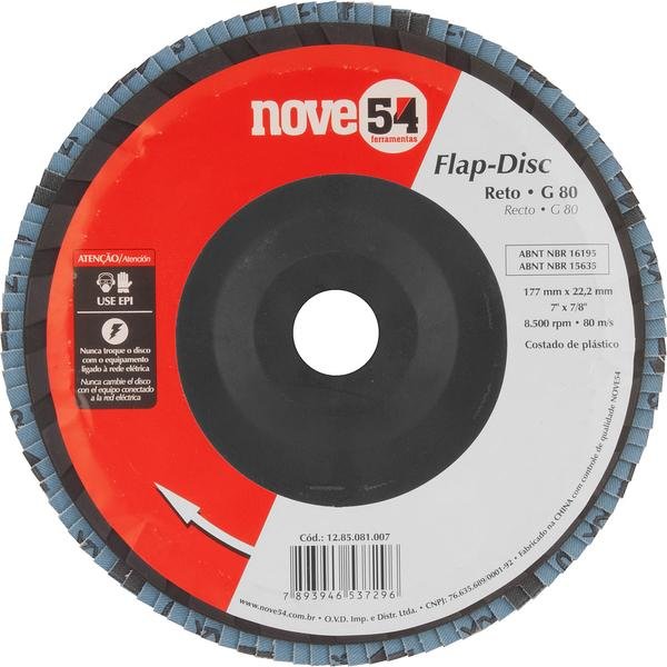 Disco de desbaste/acabamento flap-disc reto 7 Pol. grão 80 costado plástico NOVE54-NOVE54-1285081007