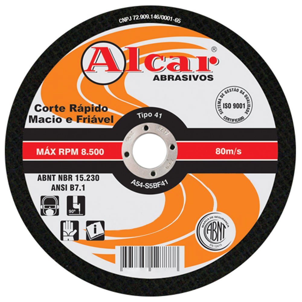 Disco de Corte 115,0 x 1,0 x 22,2 mm para Aço-ALCAR-DC0RN0150