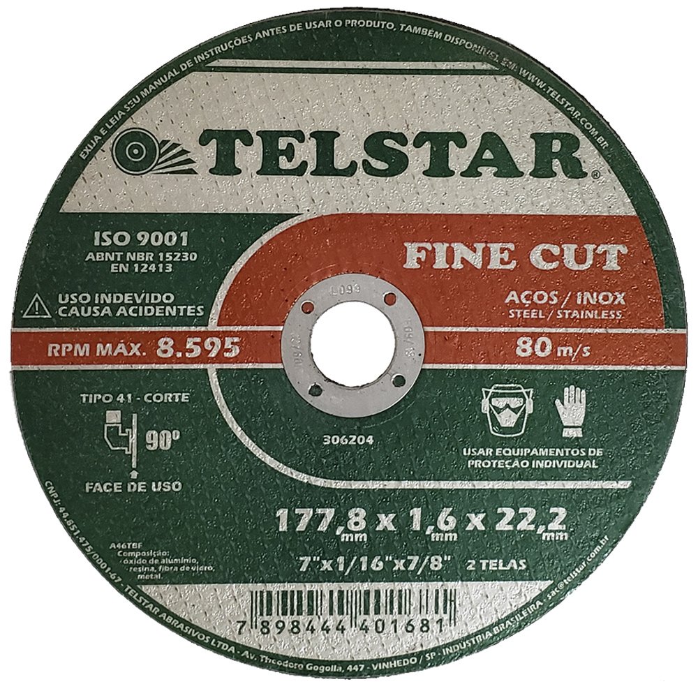 Disco de Corte Fine Cut 7 x 1/16 x 7/8Pol.-TELSTAR-306204